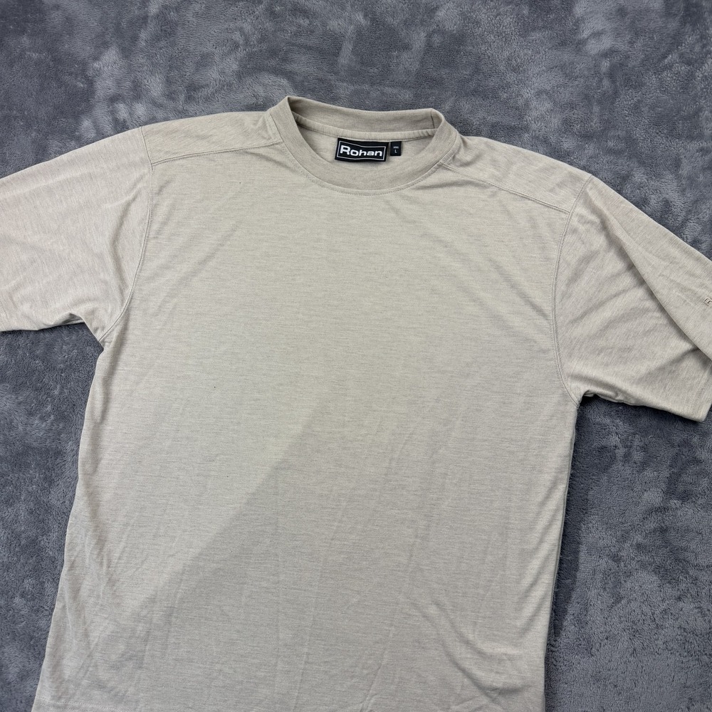 Rohan T Plus T-Shirt Mens L Beige Moisture Control Sun Protection Short Sleeve